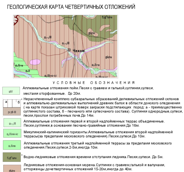 Геологическая карта четвертичных отложений Чеховского района